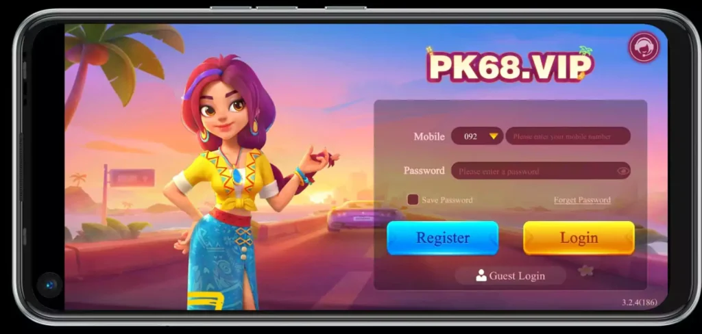 PK68 Game Login Interface